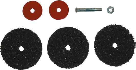Outil de nettoyage de tôles composé de 1 mandrin de montage et de 3 disques de nettoyage de 100 x 12 mm