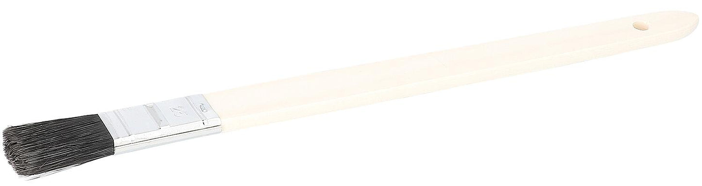 Pr.-Plattpinsel gerade 25 mm schwarz, Buchestielgriff, Weißblechzänge