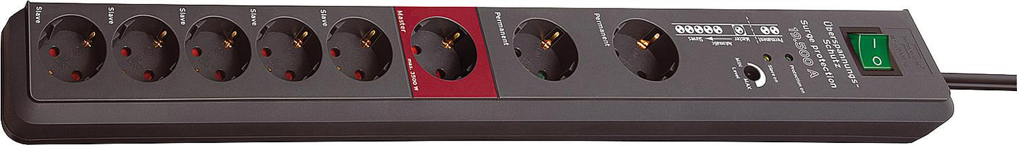 Brennenstuhl Secure tec 19,500A power strip, L=570mm, 8 sockets