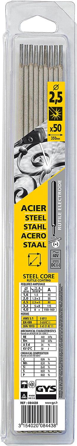 Stabelektrode Ø 1,6 mm für Stahl im Kunststoffblister, VPE = 50 Stück
