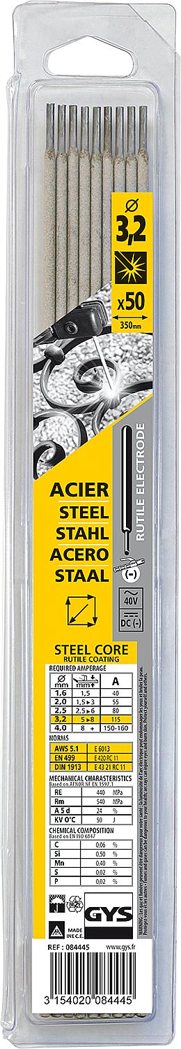Stabelektrode Ø 1,6 mm für Stahl im Kunststoffblister, VPE = 50 Stück