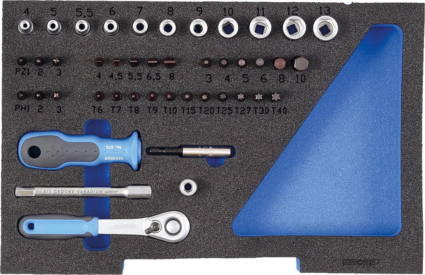 Jeu de clés à douille GEDORE 1100 CT1-20, 44 pièces 1/4"