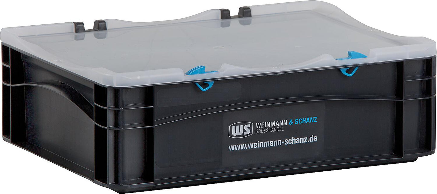 Transport box WS black 400 x 300 x 137mm with clear lid