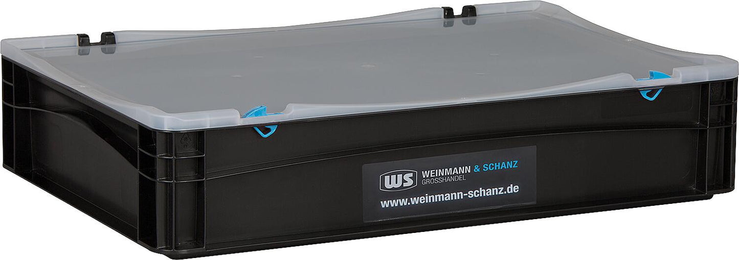 Transport box WS black 400 x 300 x 137mm with clear lid