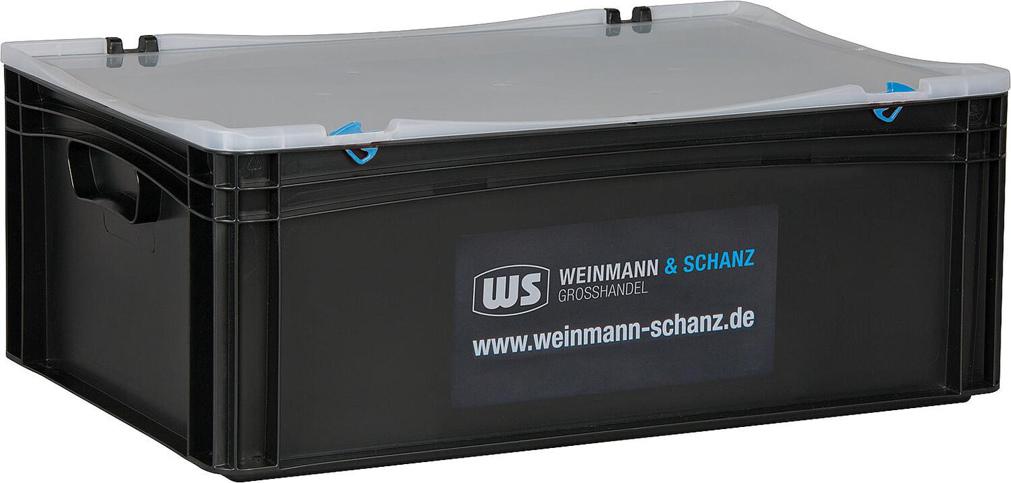 Transport box WS black 400 x 300 x 137mm with clear lid
