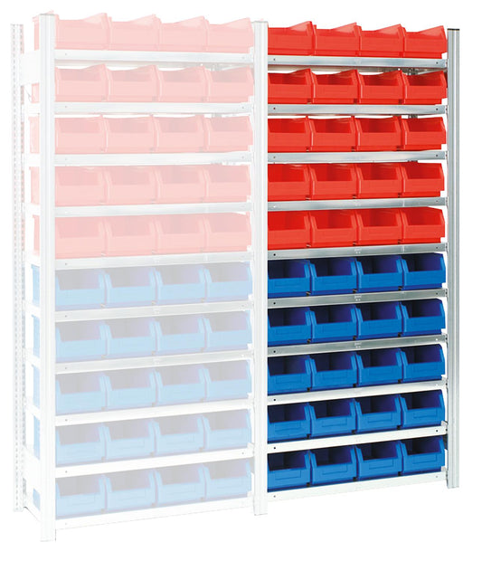 BERT storage bin add-on shelf with 10 steel shelves 2000x875x400mm