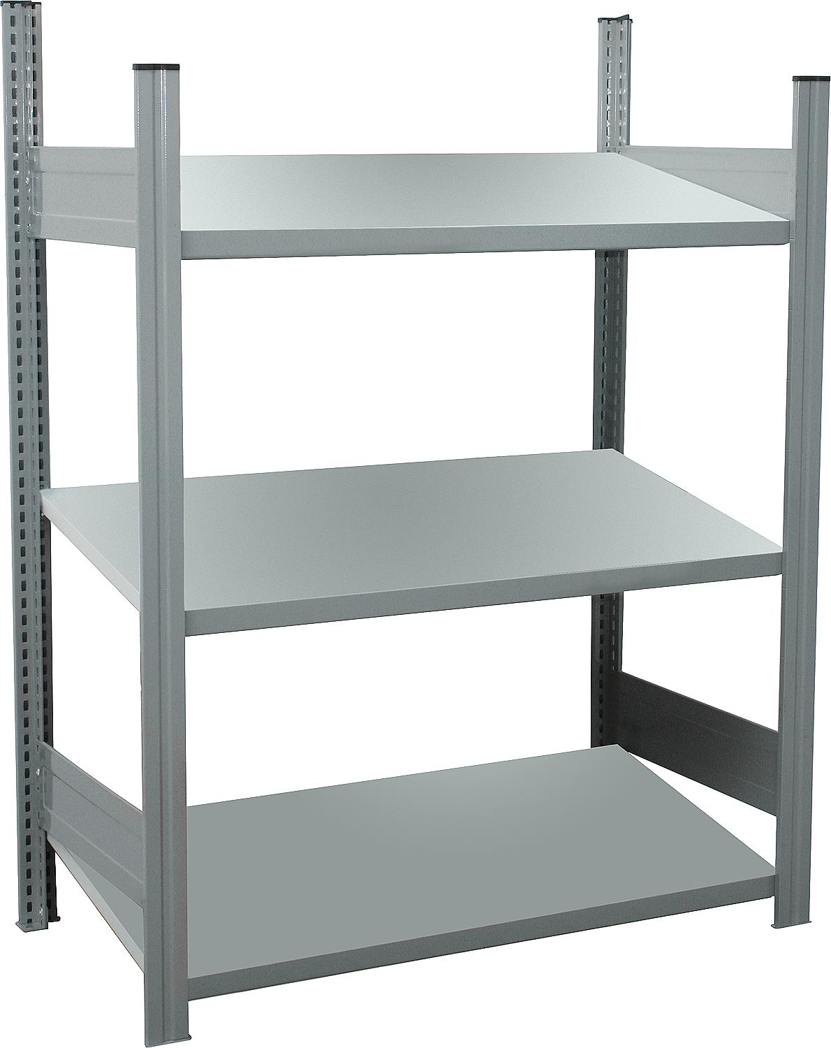 BERT basic beverage crate shelf with 3 shelves, 25mm chipboard in light grey, shelf load 150kg