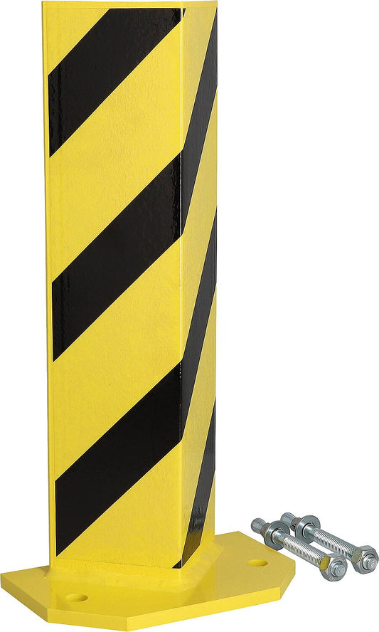 Corner-shaped impact protection for intermediate stands, yellow/black, HxWxD 400x100x100 mm