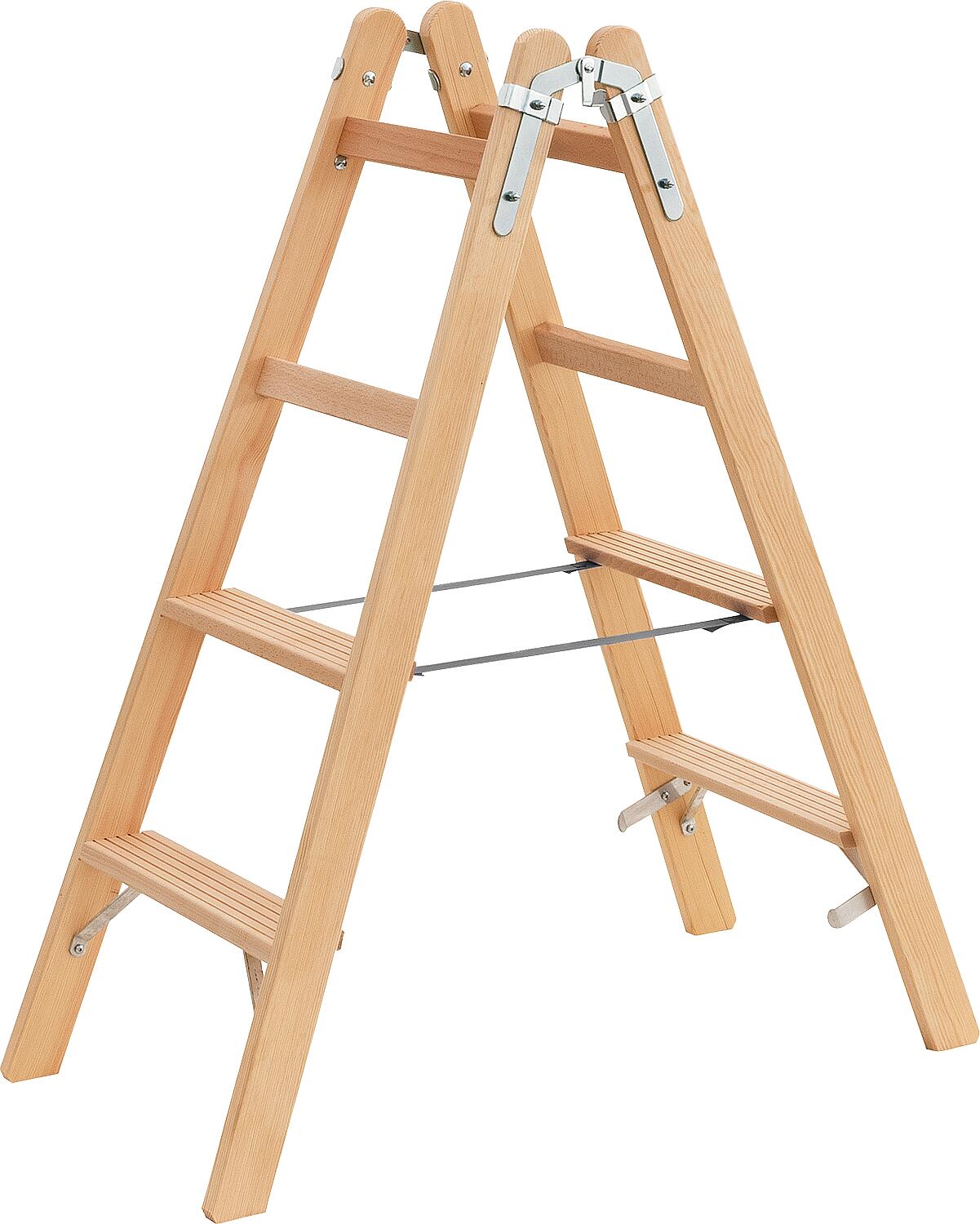 Siedra double step ladder, wood, 2x4 steps, HSL24