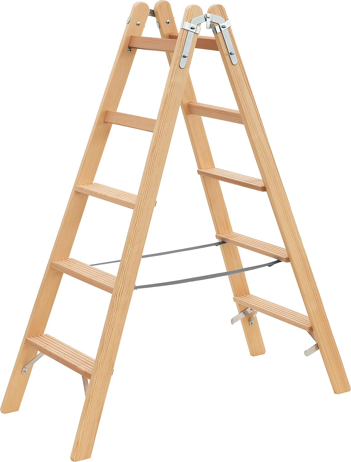 Siedra double step ladder, wood, 2x4 steps, HSL24