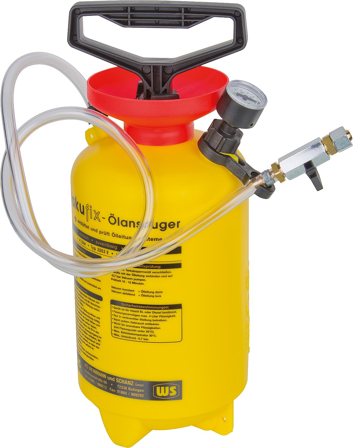 Oil extractor Vakufix type 3253 E 4 liters max. -0.7 bar WS imprint