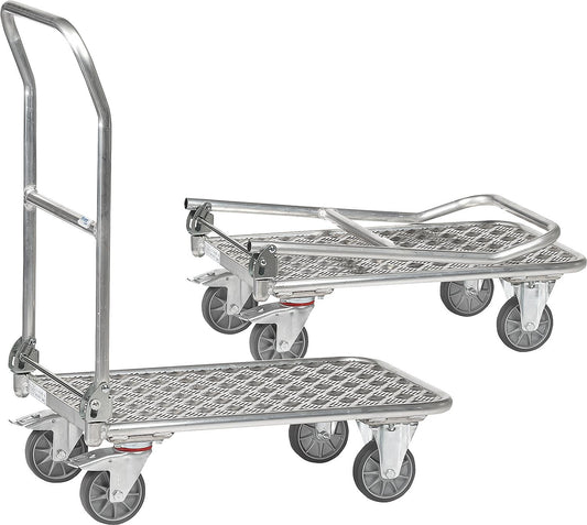 Folding trolley KW12 alu fetra®, load capacity 150kg, loading area 900x600mm