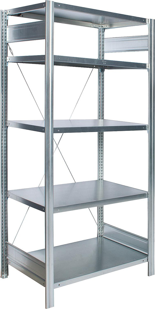 BERT basic shelving unit with 5 steel shelves, bay load 2000kg, 2000x875x400mm