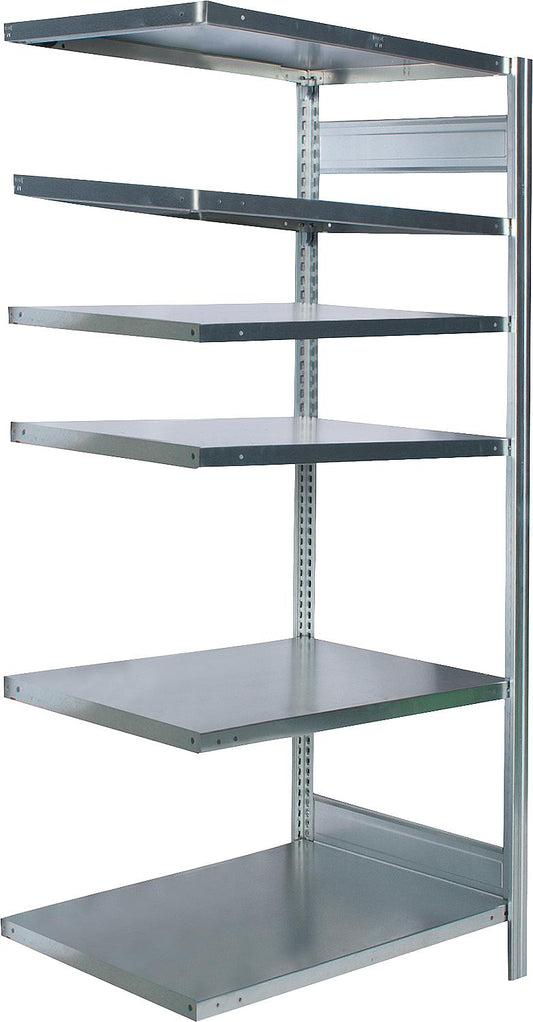 BERT add-on shelving unit with 6 steel shelves, bay load 2000kg, 2500x875x400mm