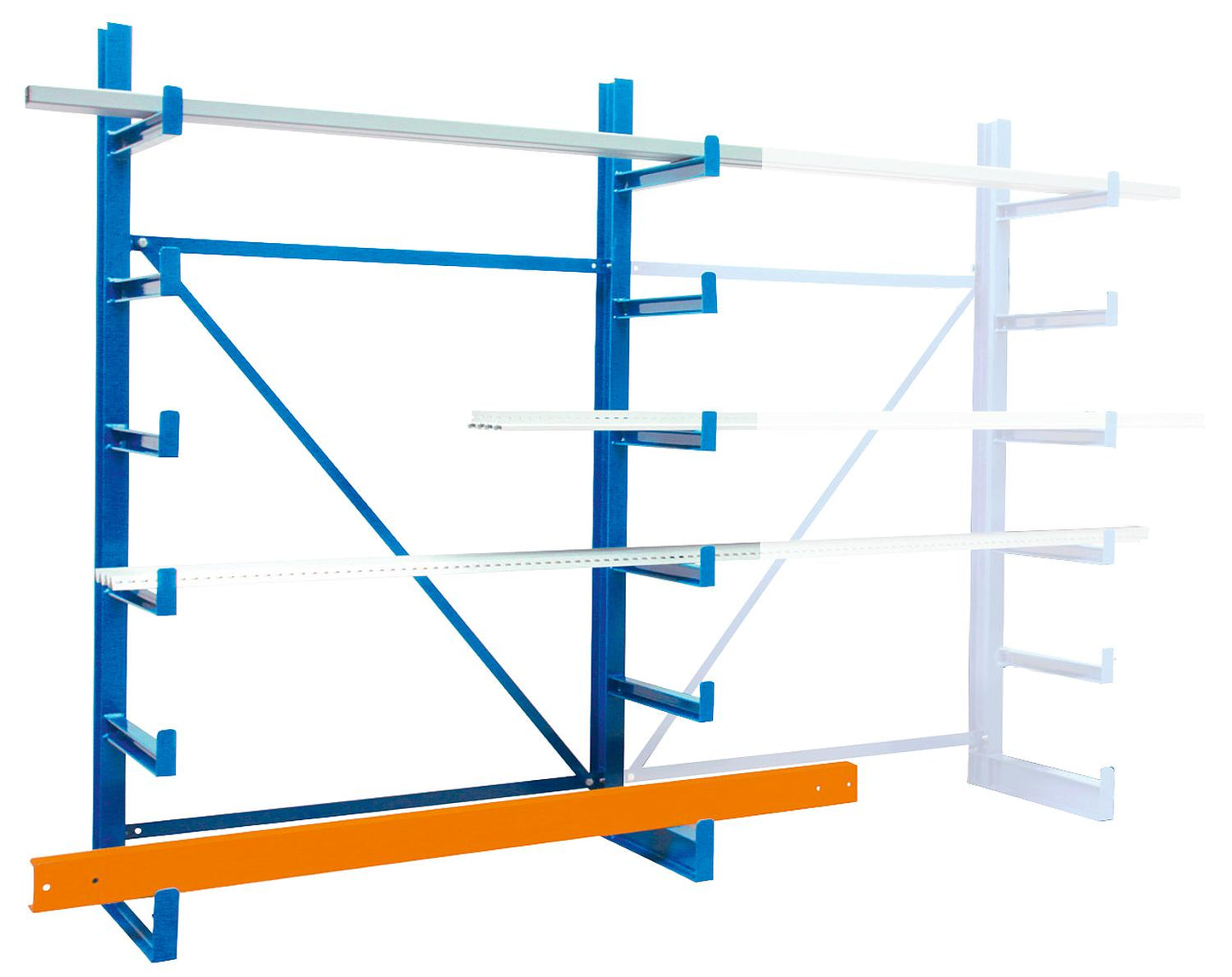 Cantilever base unit KARL, single-sided, with 6 levels, 2000x1250x620mm, bay load 1200kg