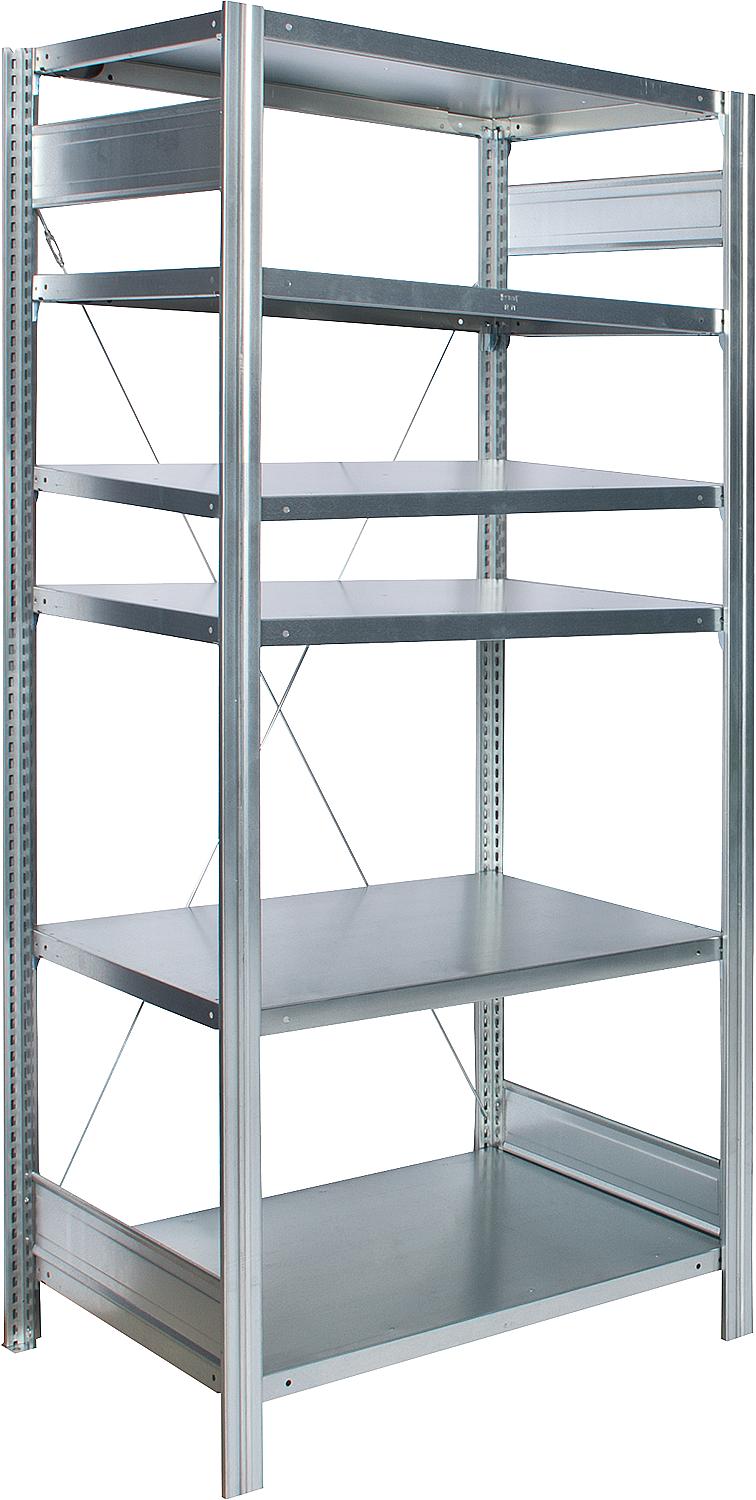BERT basic shelving unit with 6 steel shelves, bay load 2000 kg, 2500 x 875 x 400 mm