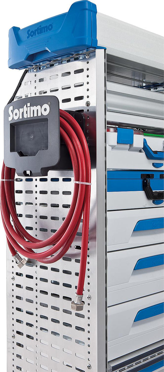 Sortimo hose holder compatible with WorkMo aluminum perforated sheet