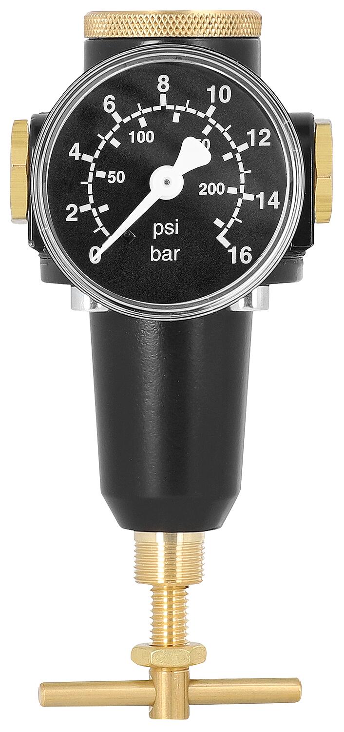 Compressed air pressure regulator G1/4 + G3/8 Control range/scale 0.5 - 3/6 Flow rate 1,000 l/min