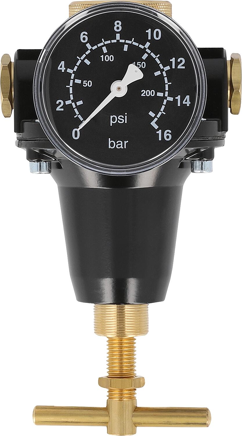Compressed air pressure regulator G1/4 + G3/8 Control range/scale 0.5 - 3/6 Flow rate 1,000 l/min