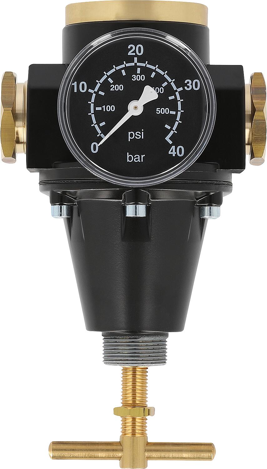 Compressed air pressure regulator G1/4 + G3/8 Control range/scale 0.5 - 3/6 Flow rate 1,000 l/min