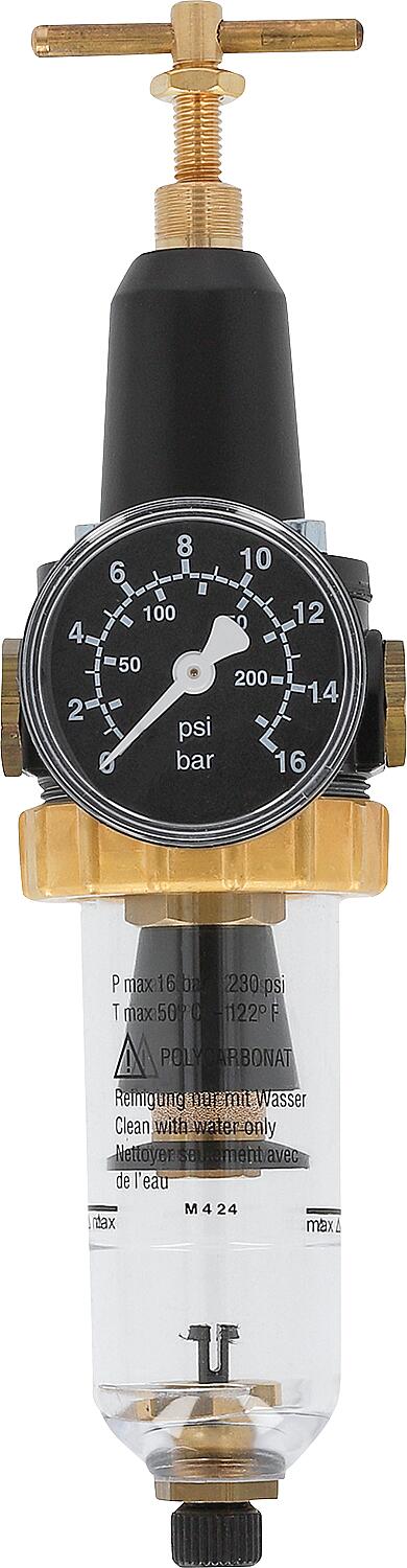 Compressed air filter regulator 16 bar, connection G1/4 + G3/8, flow rate 910 l/min