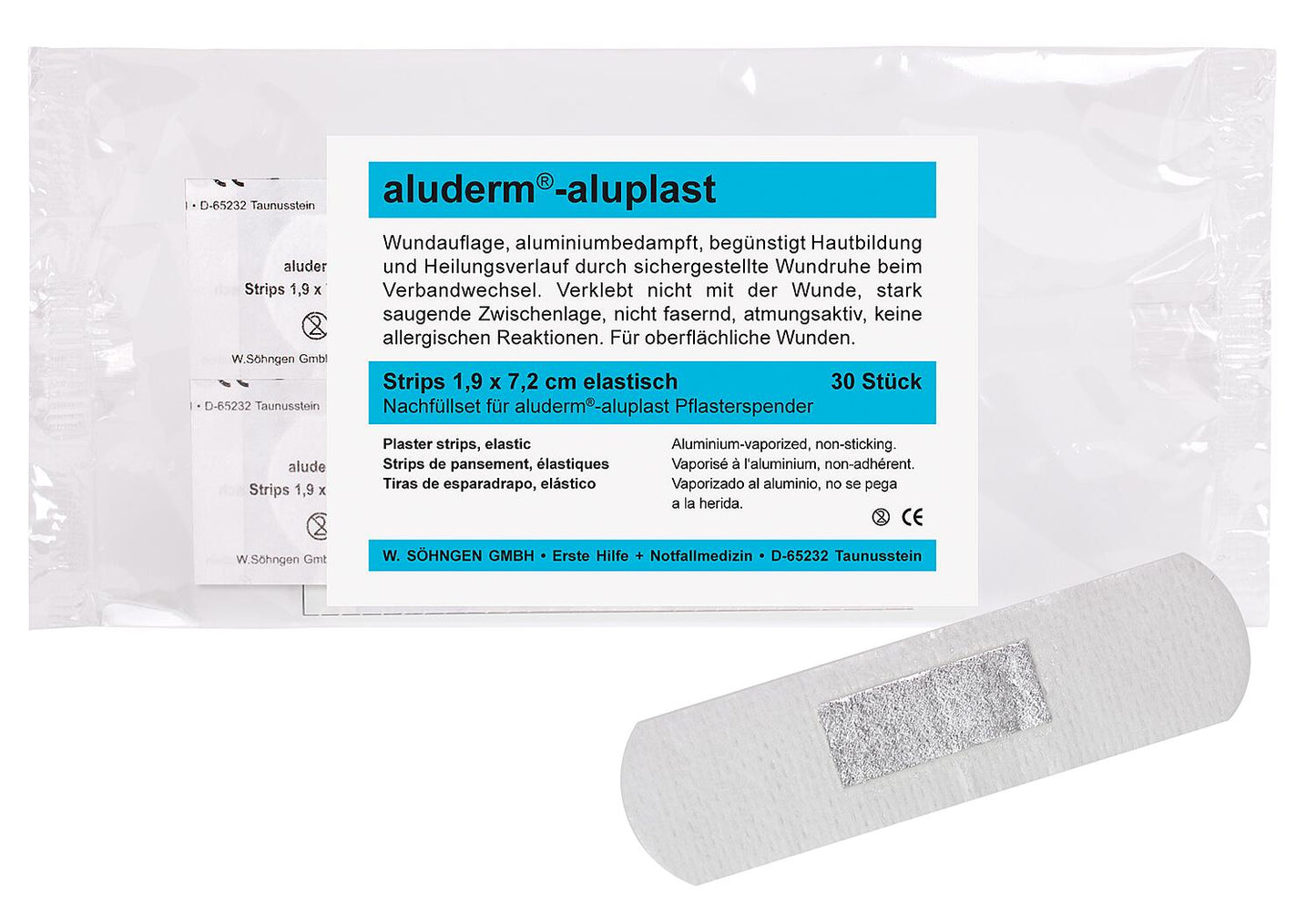 aluderm-aluplast adhesive strip 1.9x7.2 cm elastic 1 pack = 30 pieces for adhesive dispenser (83 002 23)