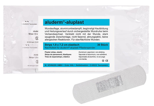 aluderm-aluplast Pflaster-Strip 1,9x7,2 cm elastisch 1 VPE = 30 Stück für Pflasterspender (83 002 23)