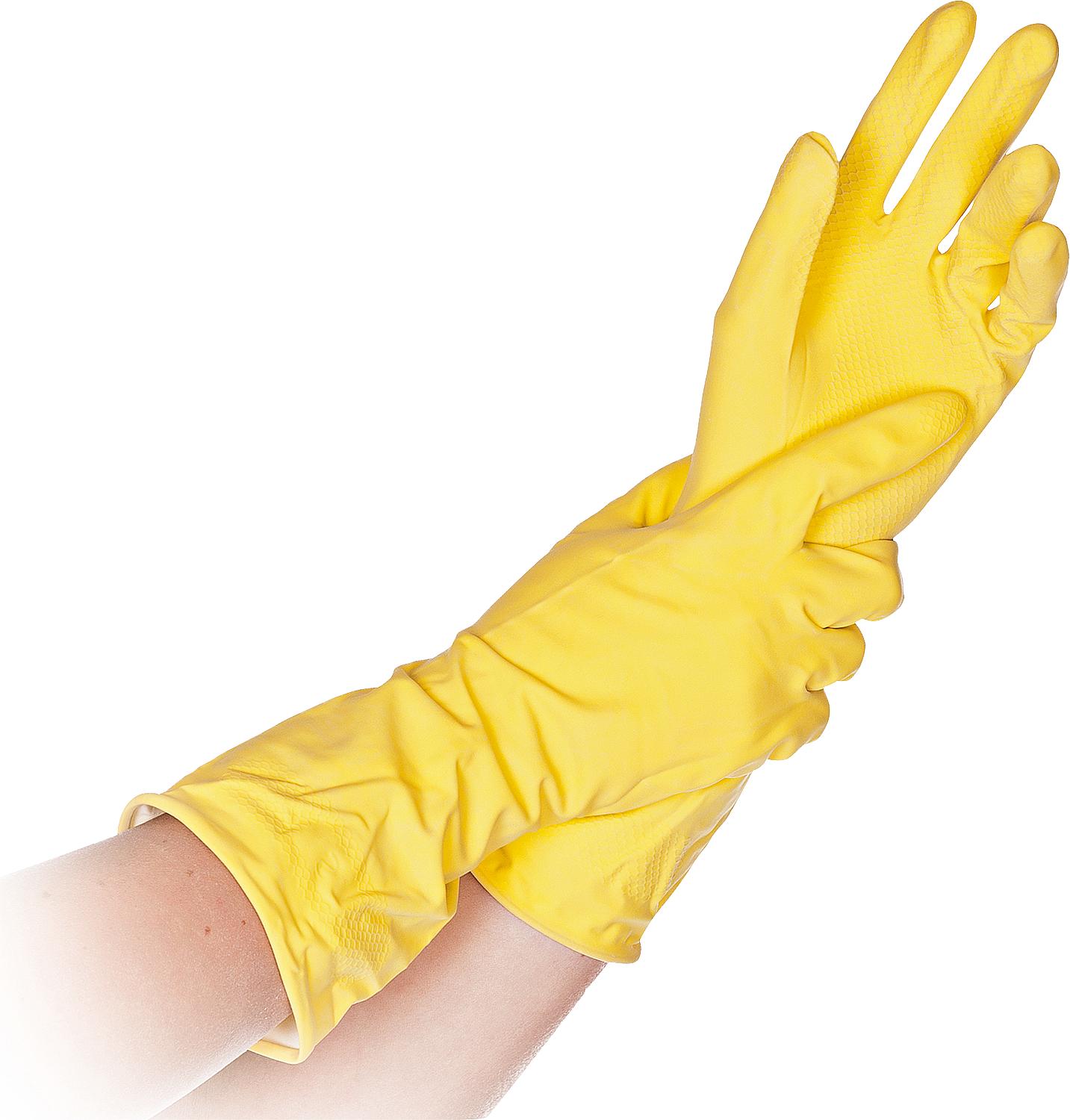 Natural latex cleaning glove, food-safe, XL 30 cm long, yellow / Pack of 12 pairs
