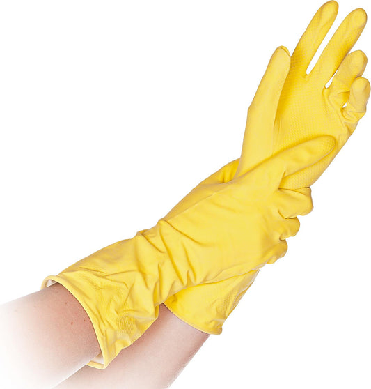 Natural latex cleaning glove, food-safe, XL 30 cm long, yellow / Pack of 12 pairs
