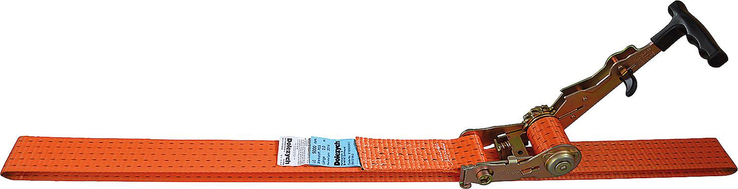 Lashing strap, one-piece DIN EN12195-2, orange webbing 50mm, length 10m