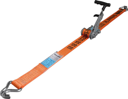 Lashing strap, two-piece DIN EN12195-2, orange webbing 50mm, length 10m