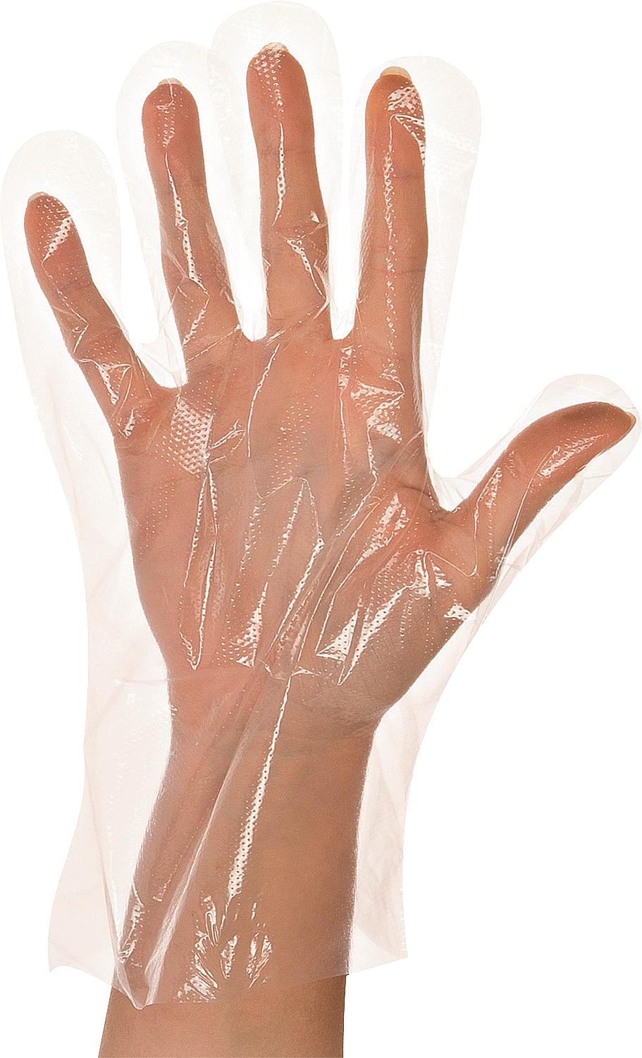HDPE gloves Polyclassic Strong, transparent, size 9/L | blocked hammered, bag, pack of 100