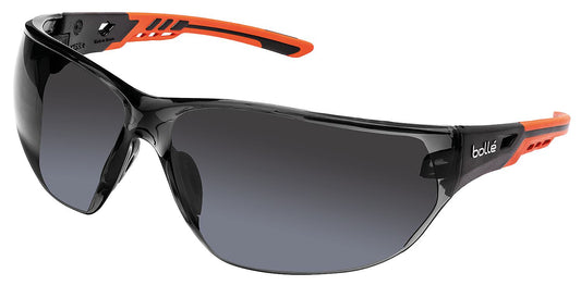 NESS+ safety glasses, orange/black frame – smoked lens PC NESSPPSF