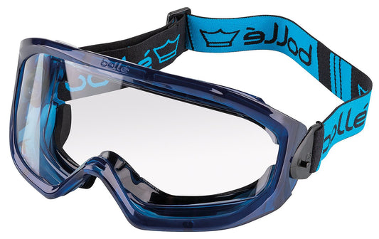 SUPERBLAST safety goggles, black/blue, with headband, SUPBLFAPSI