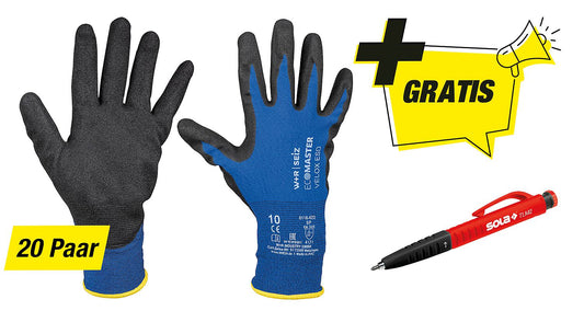 Assembly glove package size M with free drill hole marker