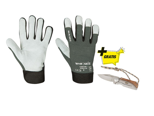 Corium glove package, size M, with free WS pocket knife