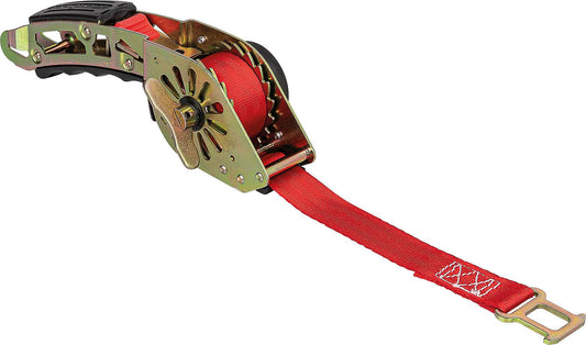 Carrying and lashing strap with automatic retraction, Grip 25mm, 20kg, 2.5m, red