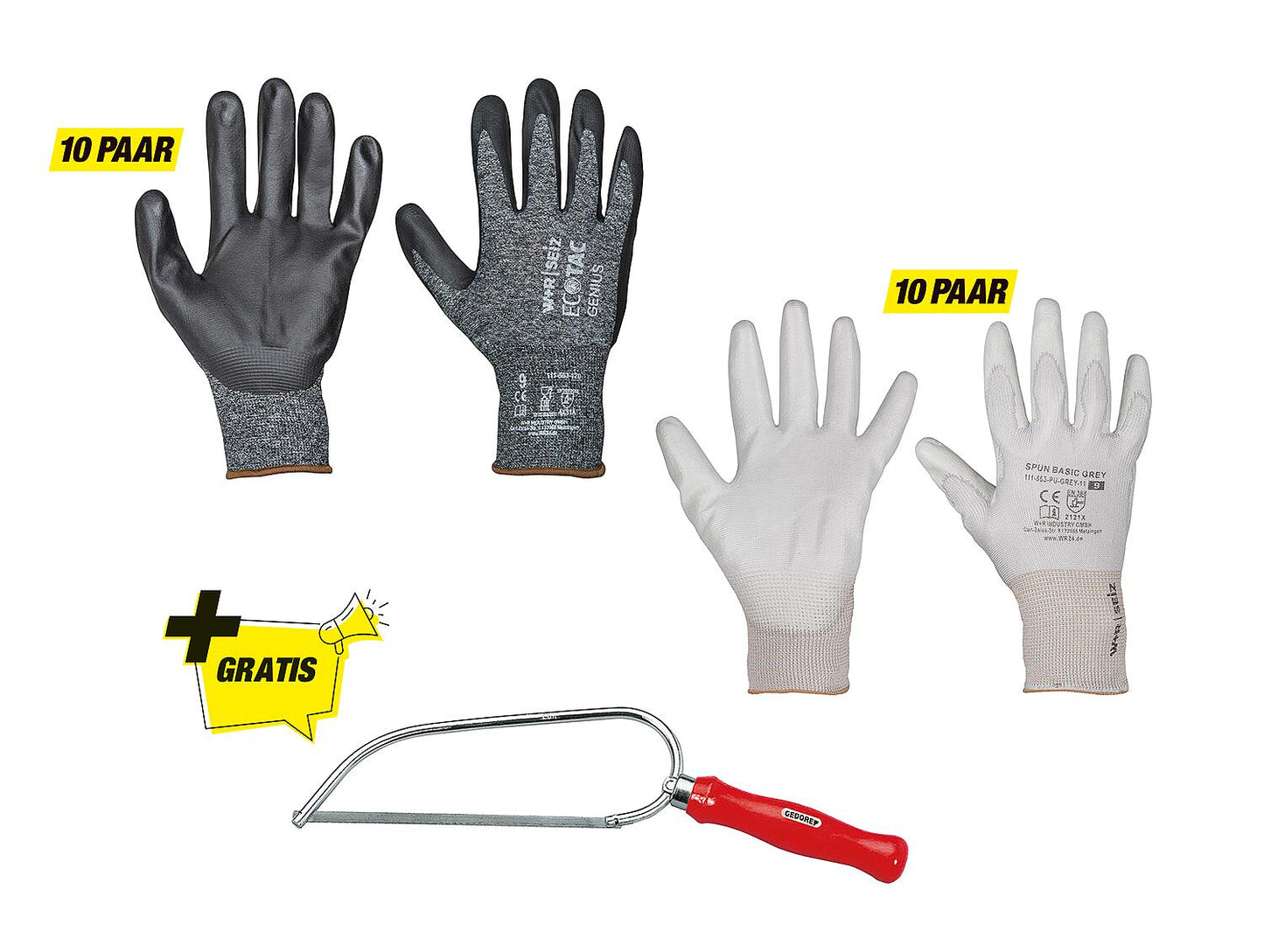 Ensemble de gants de travail pour l'assemblage avec scie à métaux GRATUITE