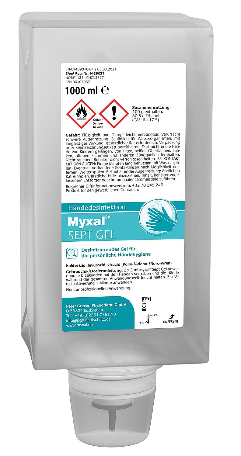 MYXAL Sept Gel hand sanitizer, 1L variable bottle