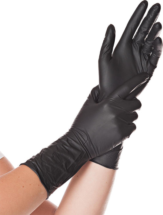 Gants en nitrile SAFE LONG sans poudre, taille XL, L=300 mm, noirs, paquet de 100