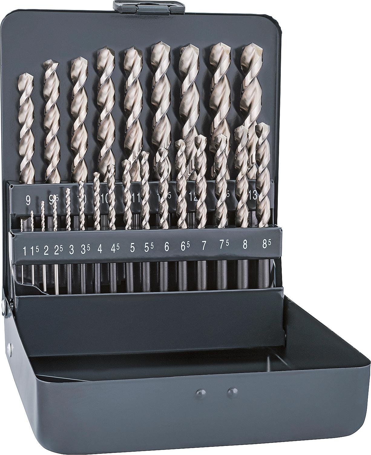 Jeu de forets en acier inoxydable HSS Forte Cobalt, 19/25 pièces, forets à queue cylindrique