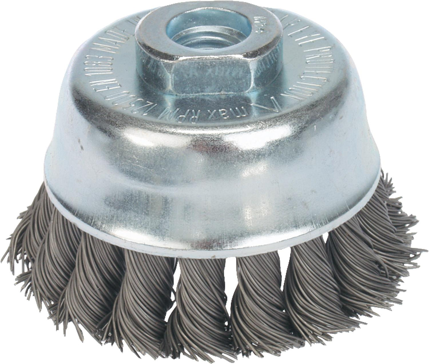 Cup brush braided steel wire 0.35 mm 65 mm x M 14 x 2.0