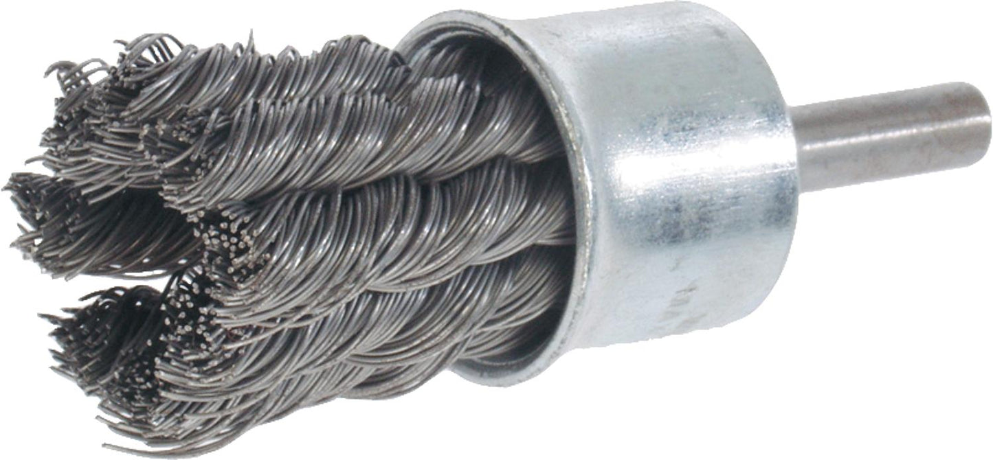 Braided brush, steel wire 0.35 mm, 19 mm diameter, shank 6.0 mm