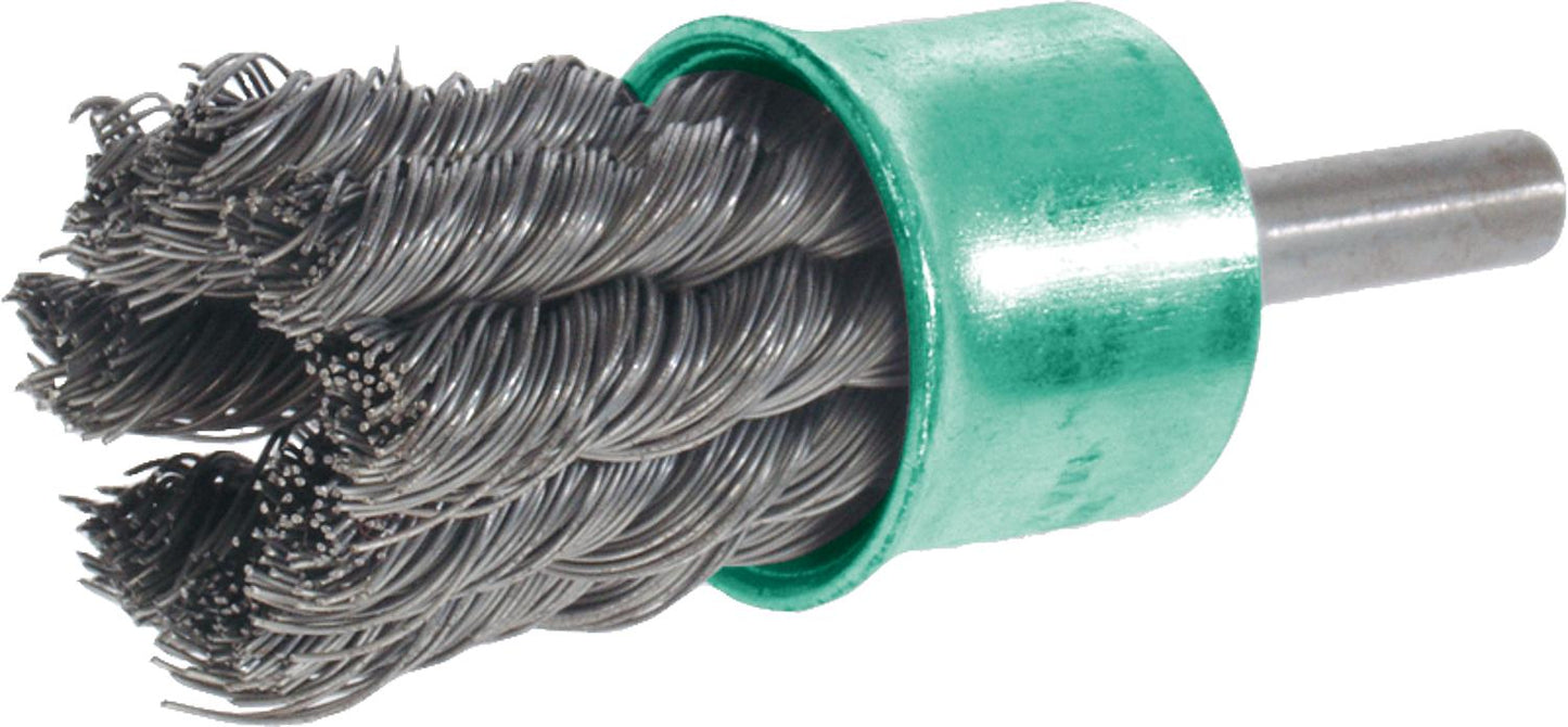 Braided brush made of 0.25 mm stainless steel wire, 22 mm diameter, 6.0 mm shaft