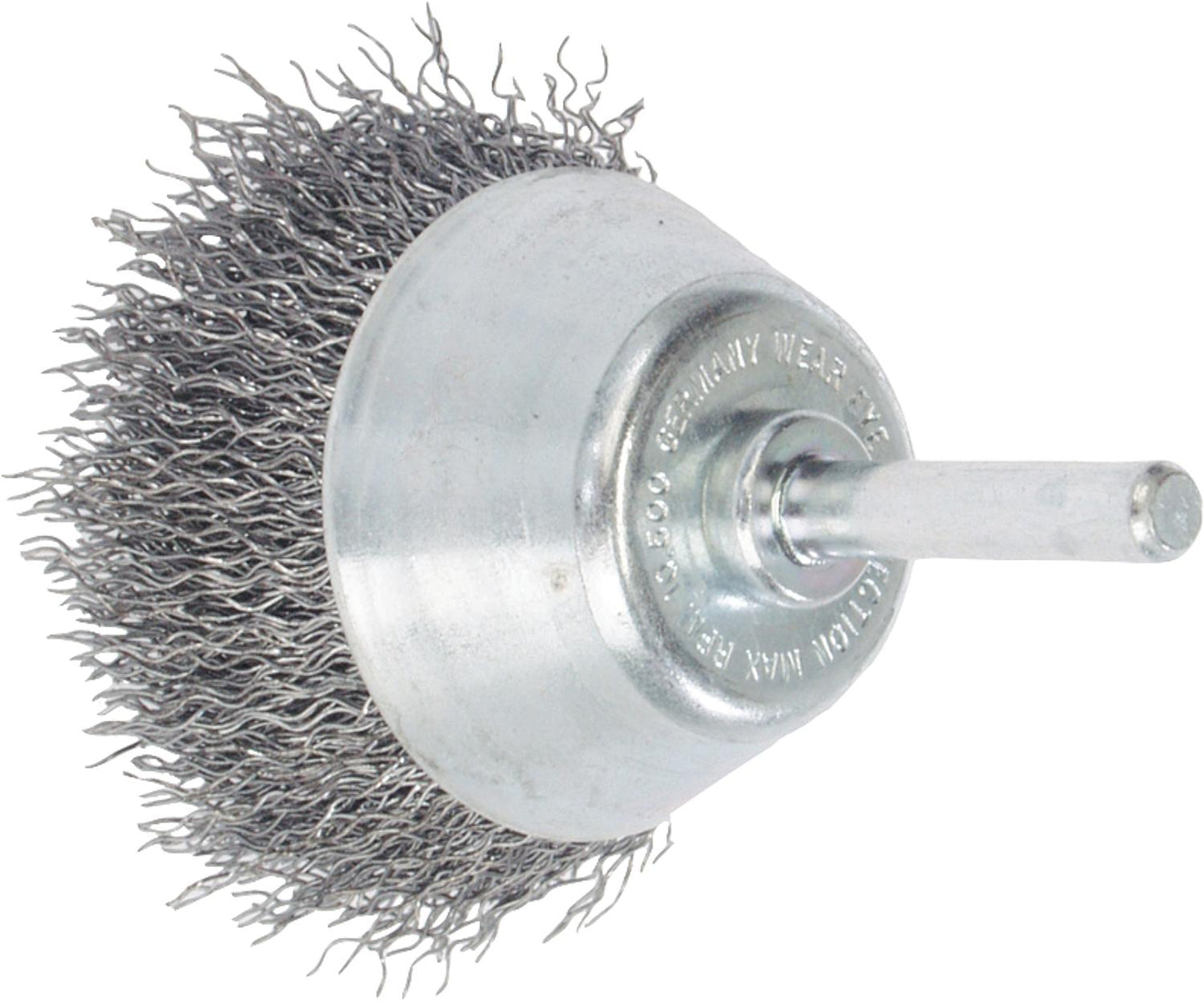 Brosse plate en fil d'acier ondulé, diamètre 0,30 mm, longueur 50 mm, tige de 6,0 mm.