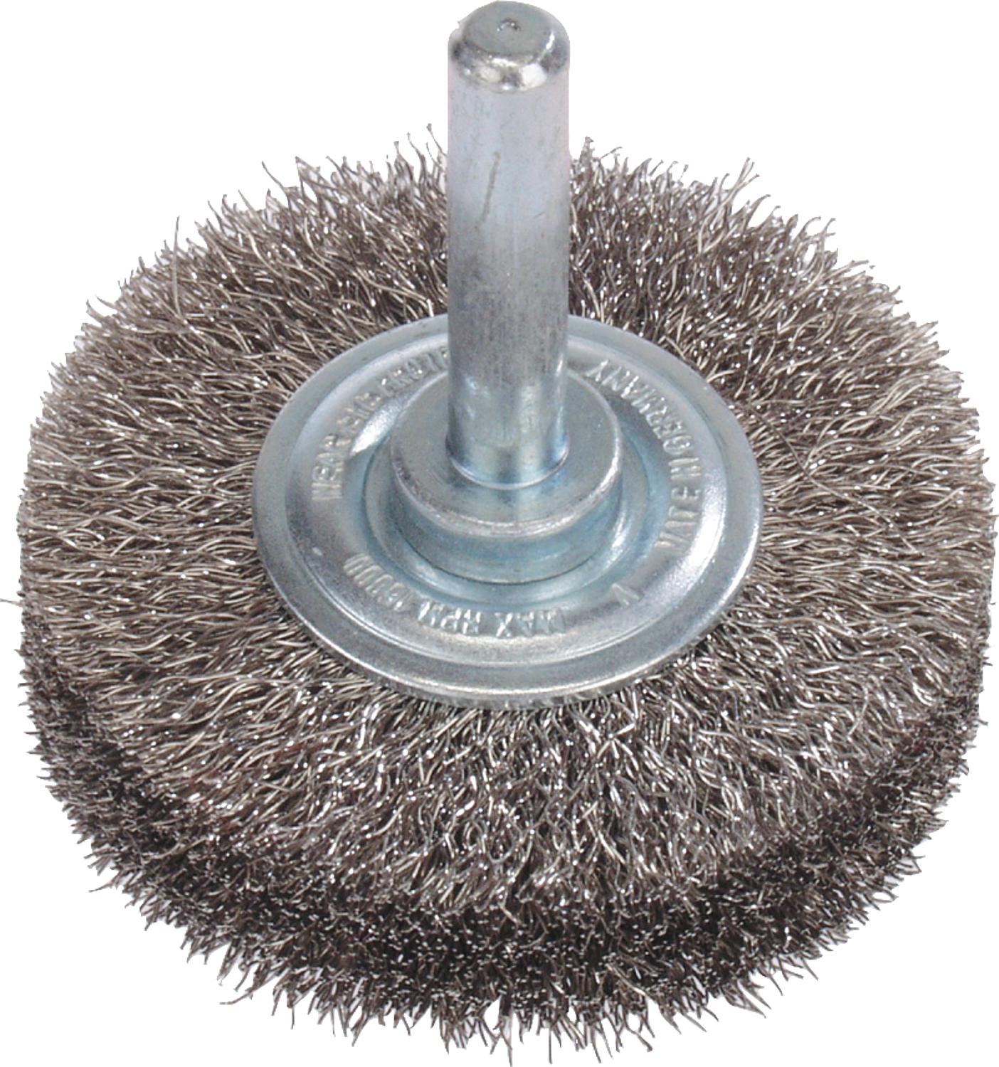 Round brush made of stainless steel wire, 0.20 mm diameter, 30 mm long, 6.0 mm shank