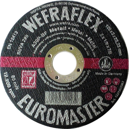 Disque à tronçonner droit Euromaster pour métal 125 x 3 x 22 mm