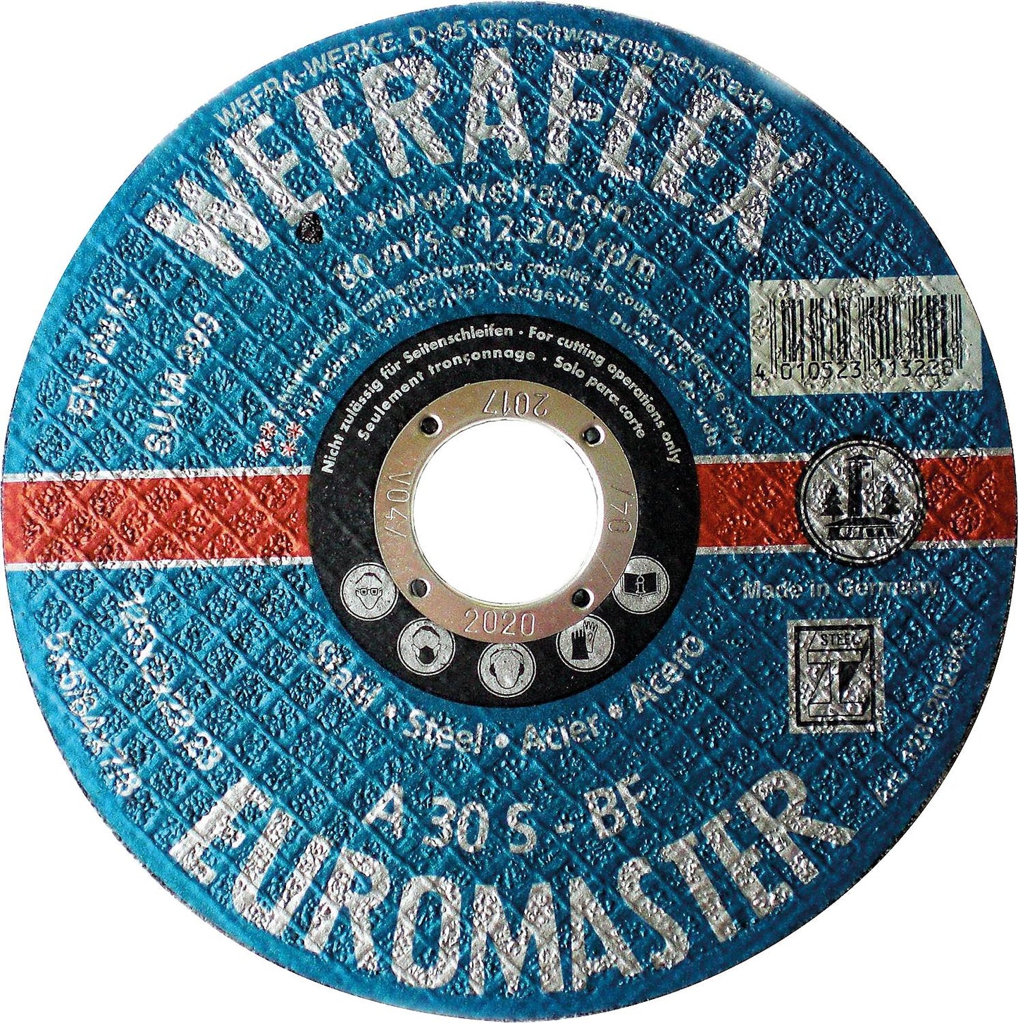 Euromaster blue straight cutting disc for steel 115 x 2 x 22 mm