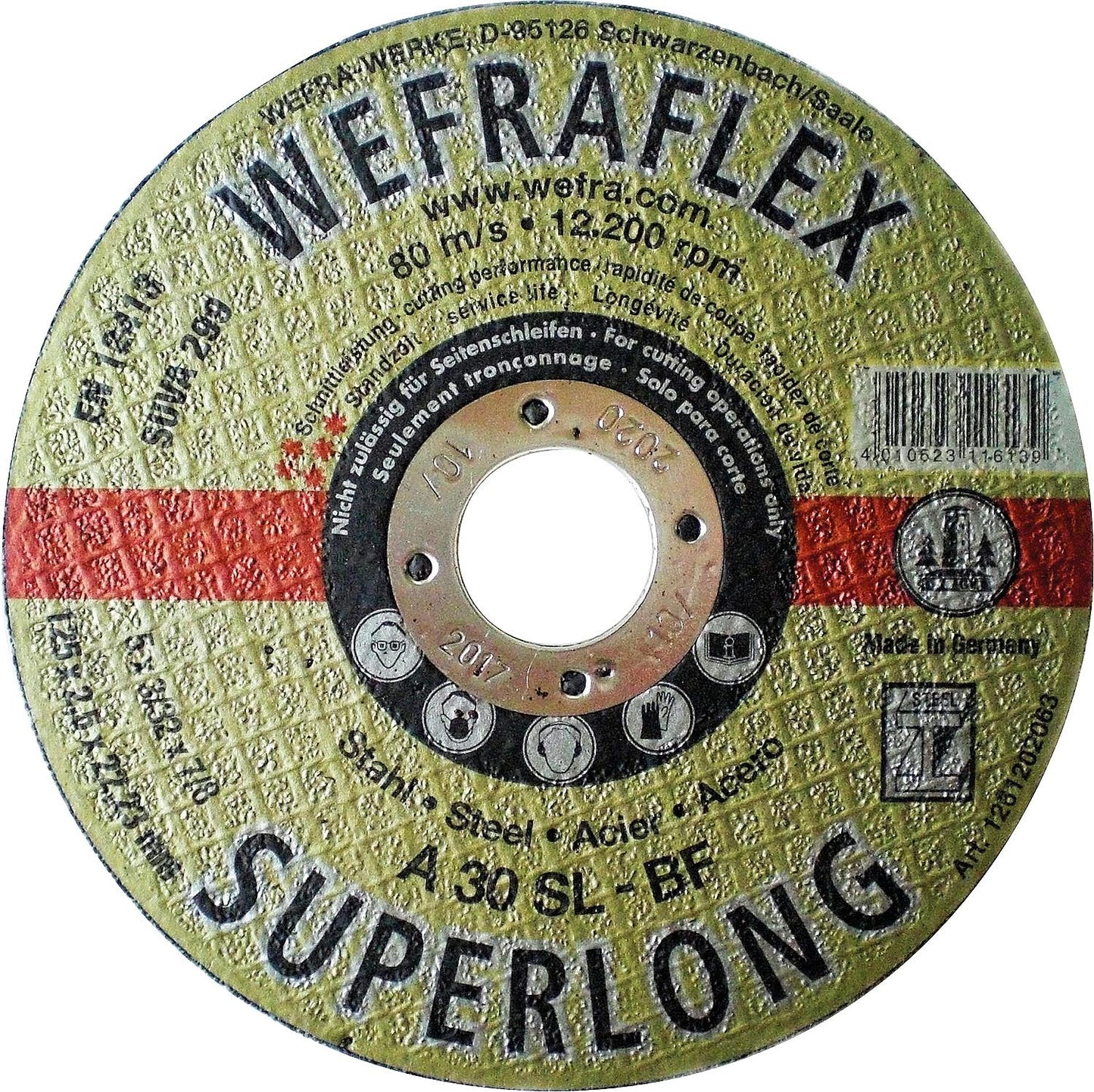 Disque à tronçonner droit extra-long pour acier 125 x 2,5 x 22 mm