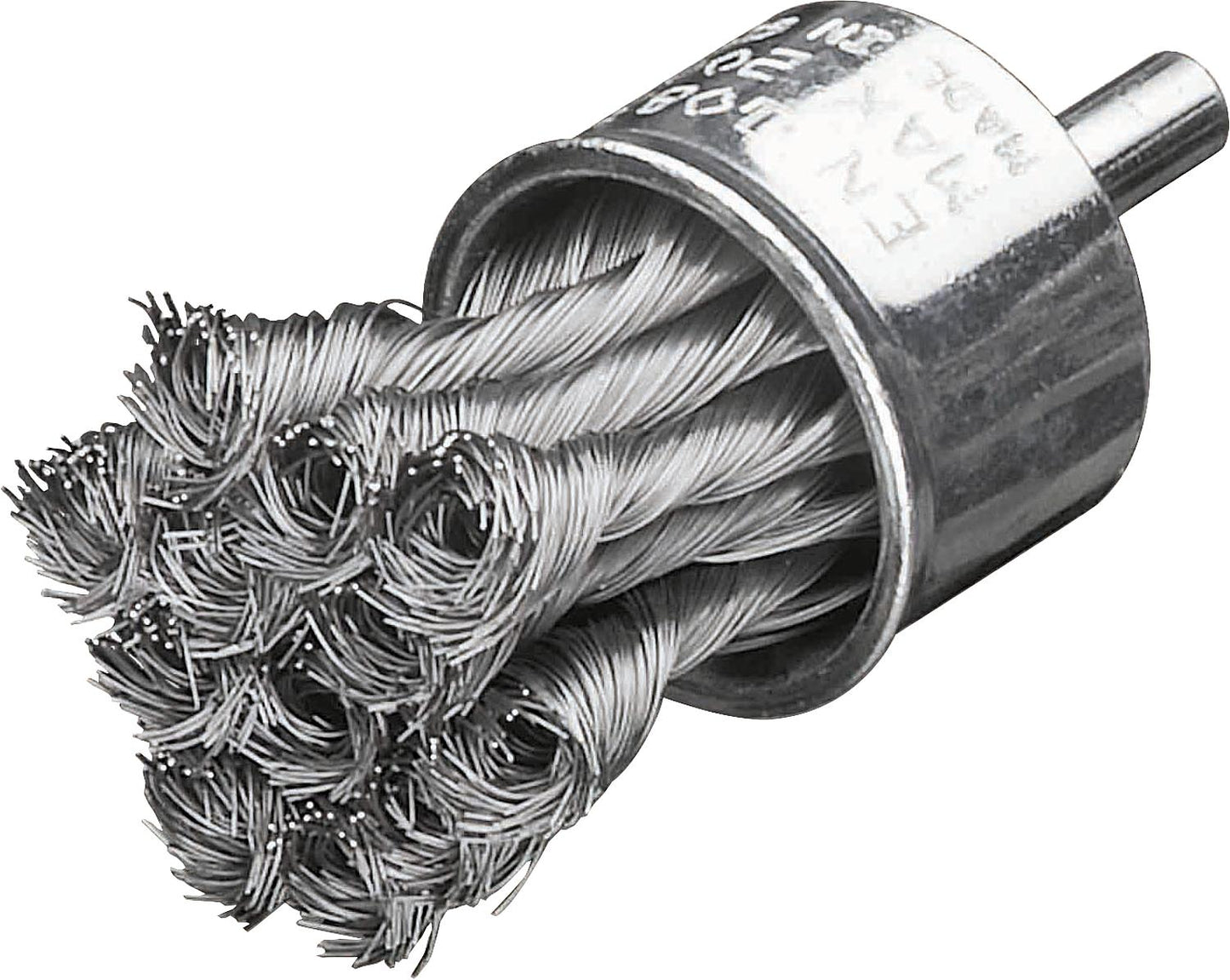 Braided brush made of 0.25 mm stainless steel wire, 22 mm diameter, 6.0 mm shaft